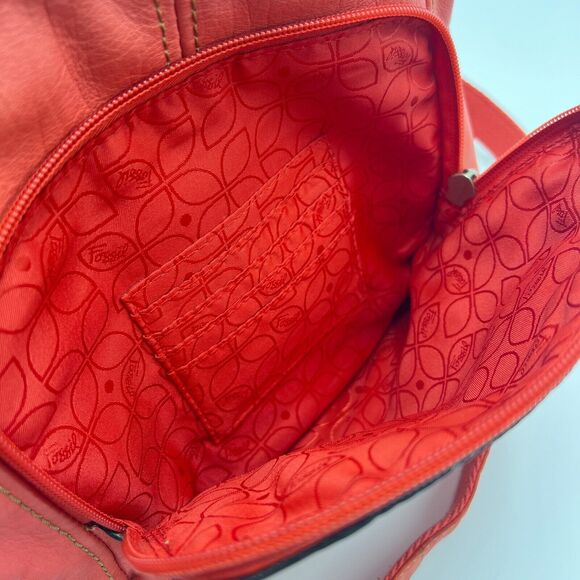 Fossil Hanover Coral Crossbody/Shoulder Flap Bag Orange/Pink Leather ZB2869 - Picture 10 of 14